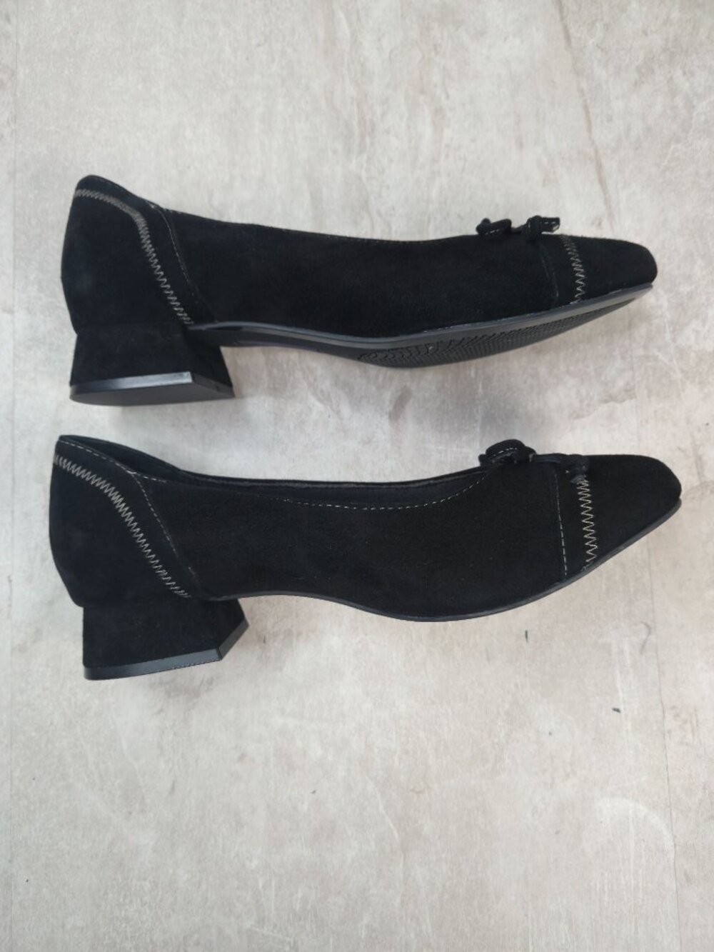Arch Support Comfort Pumps 8.5 Wide Black Suede Block Heel Minimalist Dress Shoe - Picture 5 of 11